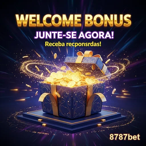 Cofre aberto mostrando bônus de boas-vindas da 8787bet disponíveis para novos jogadores.